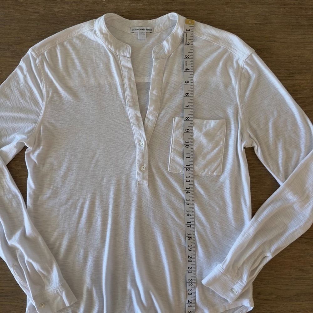 Standard JAMES PERSE White V-Neck Slub Button Down Henley Shirt-Women's Sze 1 - Picture 5 of 15